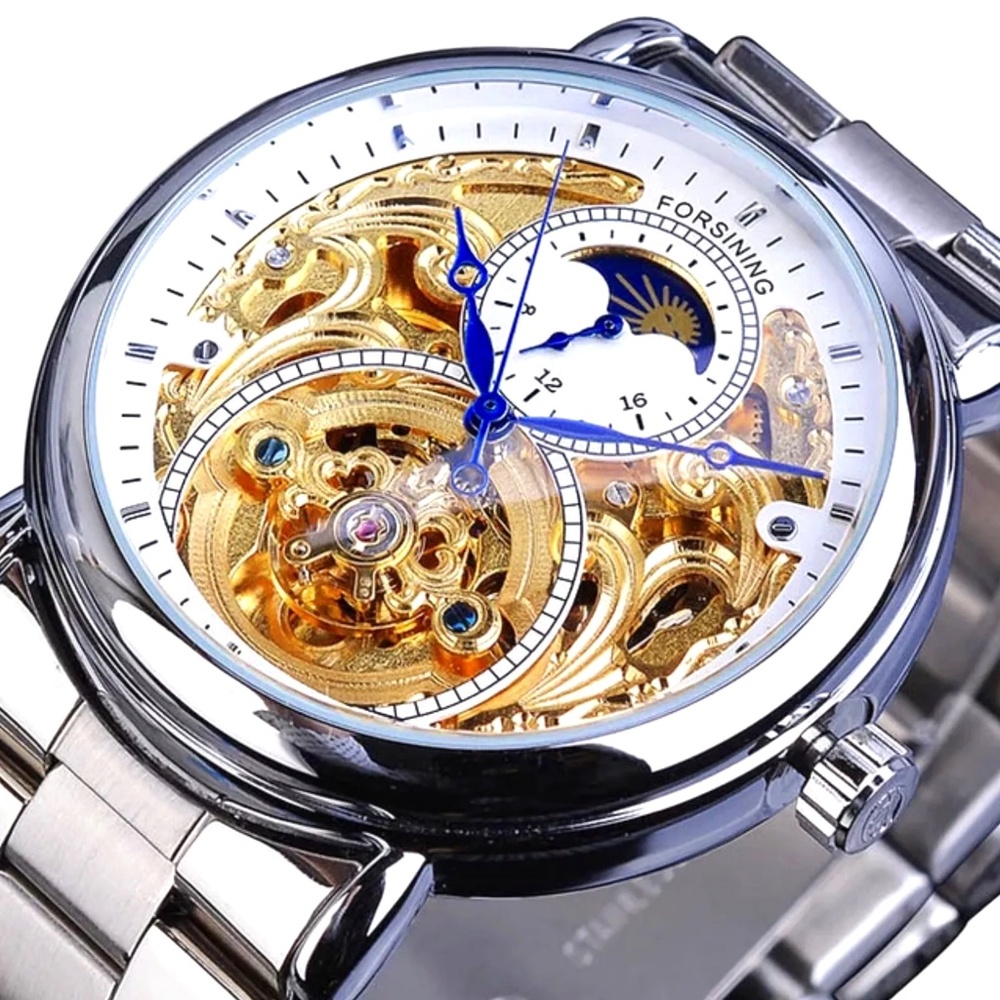 Forsining Men’s Automatic Self Winding Moon Dial Self Winding Business Watch